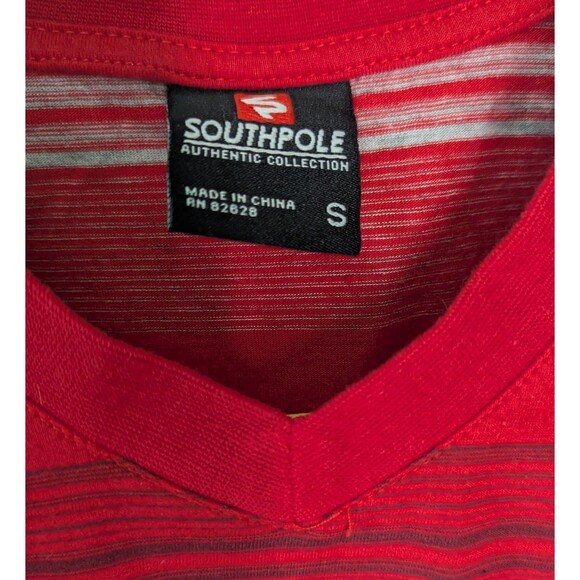 Southpole V-neck T- Shirt Red Stripe Men's Size S Small (212) - Picture 3 of 3